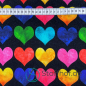 Preview: Premium Baumwolle Digitaldruck Bunte Herzen Schwarz