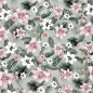 Preview: French Terry Sommersweat Rosa Blumen / Grau