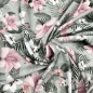 Preview: French Terry Sommersweat Rosa Blumen / Grau