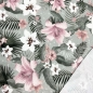 Preview: French Terry Sommersweat Rosa Blumen / Grau
