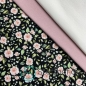 Preview: Baumwolljersey Kleine Teerosen / Schwarz