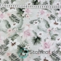 Preview: Baumwolljersey Rosa Blumen / Hellgrau