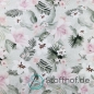Preview: Baumwolljersey Rosa Blumen / Hellgrau