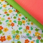 Preview: Baumwolljersey Retro Blumen Orange Grün