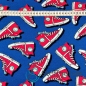 Preview: Baumwolljersey Rote Chucks / Blau