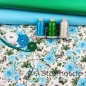Preview: Baumwolle Blaue Rosen und Schmetterlinge