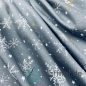 Preview: Baumwolljersey Schneeflocken mit Glitzer / Anthrazit
