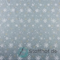 Preview: Baumwolljersey Schneeflocken mit Glitzer / Anthrazit