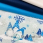 Preview: Baumwolle Weihnachtsgnome Türkis / Grau Weihnachten