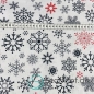 Preview: Baumwolle Schneeflocken Anthrazit Rot Weihnachten