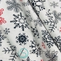 Preview: Baumwolle Schneeflocken Anthrazit Rot Weihnachten