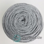 Preview: Baumwollkordel Flach 10mm Grau mit silberfarbenem Glitzerfaden