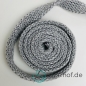 Preview: Baumwollkordel Flach 10mm Grau mit silberfarbenem Glitzerfaden