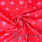 Preview: Baumwolljersey Schneeflocken / Rot