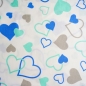 Preview: Baumwolle Herzen Blau Mint Grau