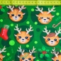 Preview: Baumwolljersey Weihnachten Süße Rentiere Grün
