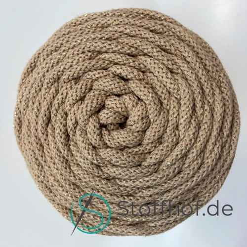 Baumwollkordel 5mm Golden-Beige mit Glitzerfaden