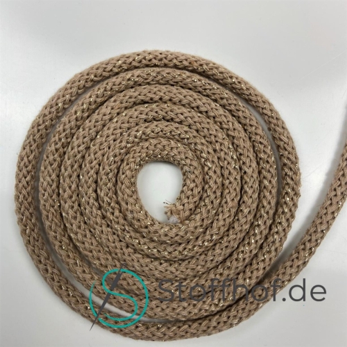 Baumwollkordel 5mm Golden-Beige mit Glitzerfaden