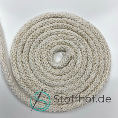 Baumwollkordel 5mm Gold-Natur mit Metallfaden