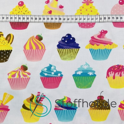 Baumwolle Cupcakes Bunt / Weiß