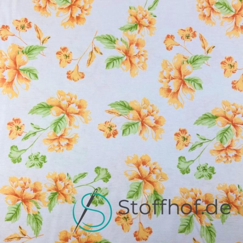 Baumwolljersey Vintage Blumen / Ecrü