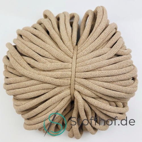 Baumwollkordel 9mm Golden-Beige mit Glitzerfaden