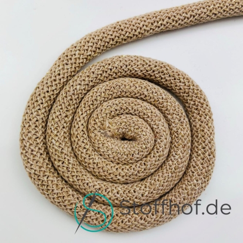 Baumwollkordel 9mm Golden-Beige mit Glitzerfaden