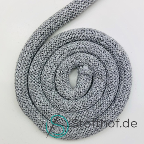 Baumwollkordel 9mm Grau mit silberfarbenem Glitzerfaden