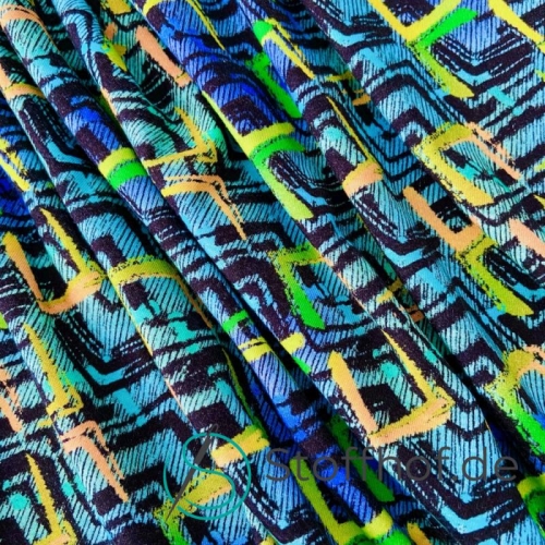 Baumwolljersey Zickzack Blau Grün