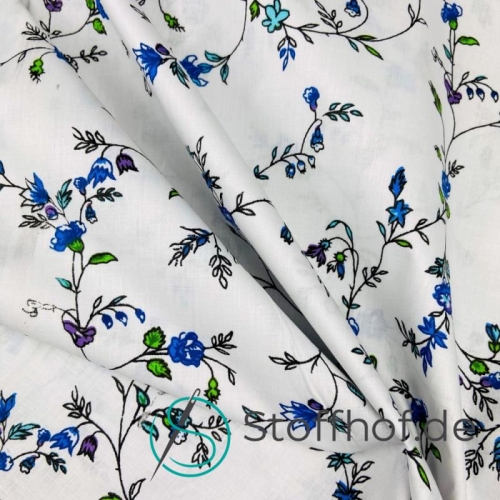 Baumwolle Blaue Kletterblumen