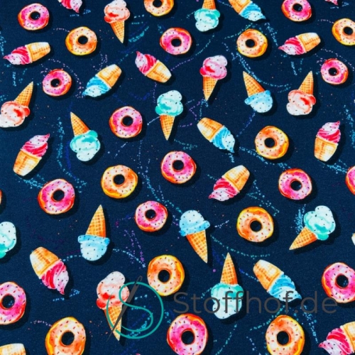 Baumwolljersey Donuts und Eis / Navy