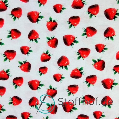 Baumwolljersey realistische süße Erdbeeren