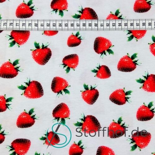 Baumwolljersey realistische süße Erdbeeren