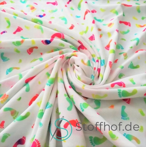 Baumwolljersey Bunte Füße / Weiß