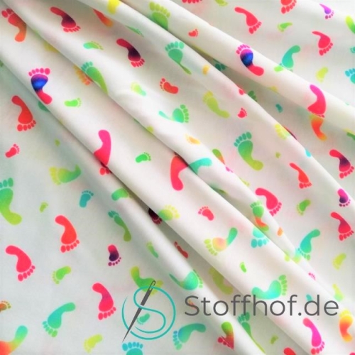 Baumwolljersey Bunte Füße / Weiß