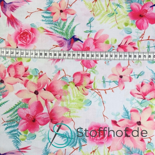 Baumwolle Kolibri und Blumen