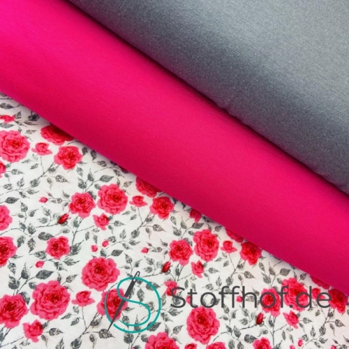 Baumwolljersey Pinke Rosen