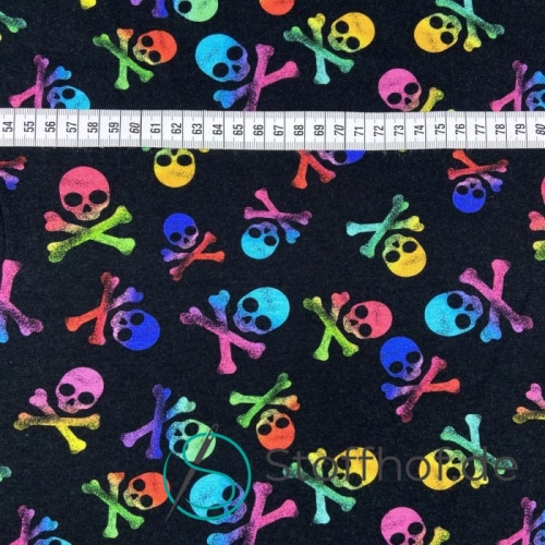 Baumwolljersey Bunte Totenköpfe