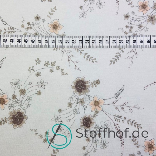 French Terry Wintersweat Boho Blumen / Ecrü
