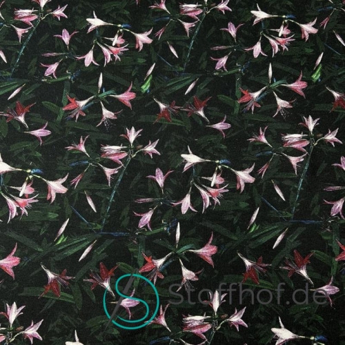 French Terry Sommersweat Glockenblumen / Schwarz