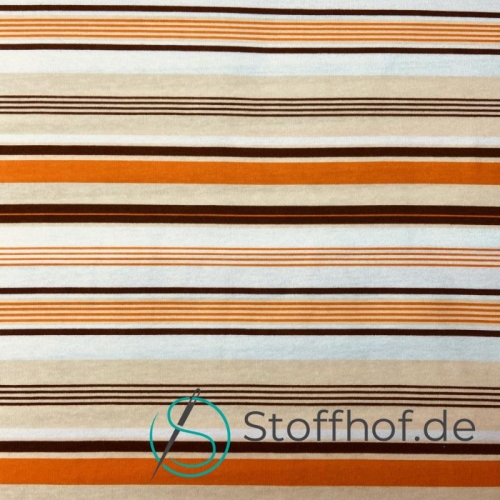 Interlock Jersey Gestreift Orange Braun