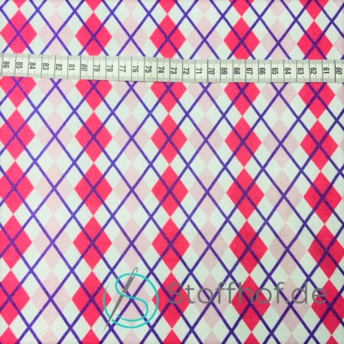 Interlock Jersey Argyle Rautenmuster Pink