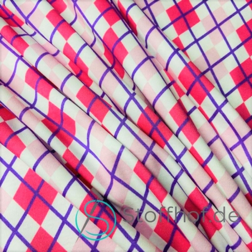 Interlock Jersey Argyle Rautenmuster Pink