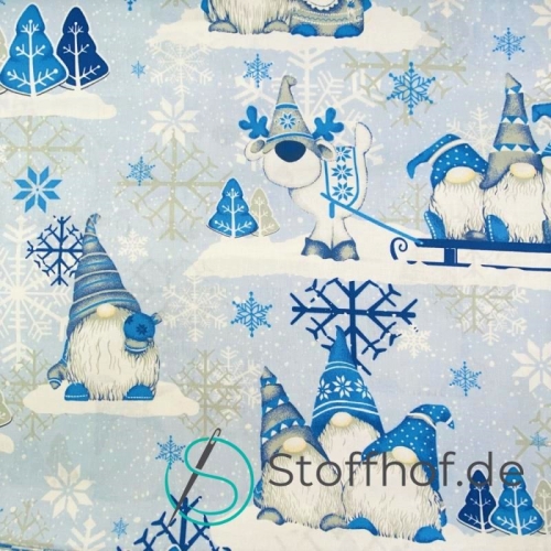 Baumwolle Weihnachtsgnome Blau Weihnachten