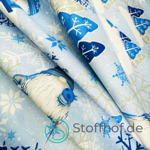 Baumwolle Weihnachtsgnome Blau Weihnachten