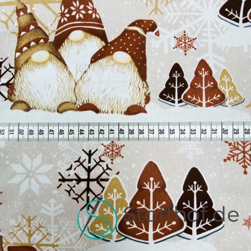 Baumwolle Weihnachtsgnome Beige Braun Weihnachten