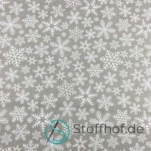 Baumwolle Schneeflocken Grau Weihnachten