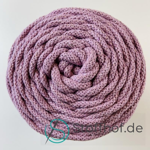 Baumwollkordel 5mm Lila mit Glitzerfaden