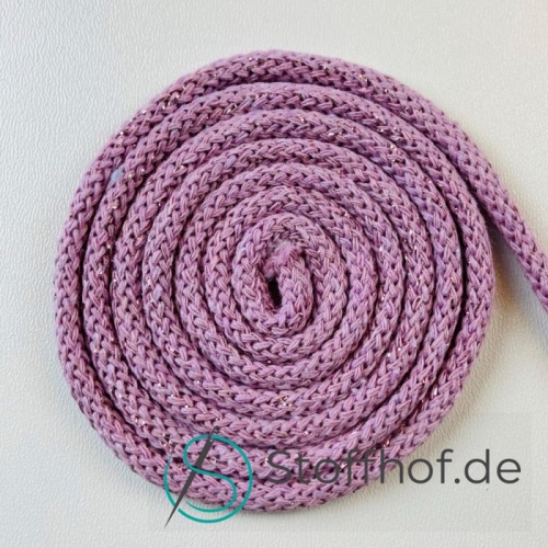 Baumwollkordel 5mm Lila mit Glitzerfaden