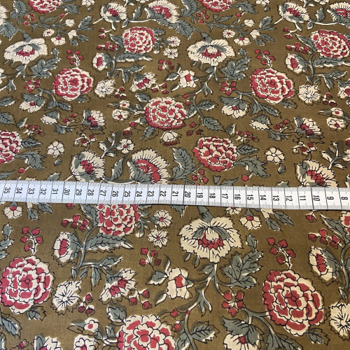 Voile Premium Baumwolle Blumen Olivgrün